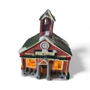 Hand Painted Christmas Musical School Ceramic Village Jingle Bells Music